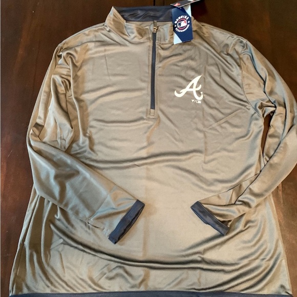 Atlanta Braves Profile Women's Plus Size Quarter-Zip Jacket - Charcoal - Picture 2 of 3